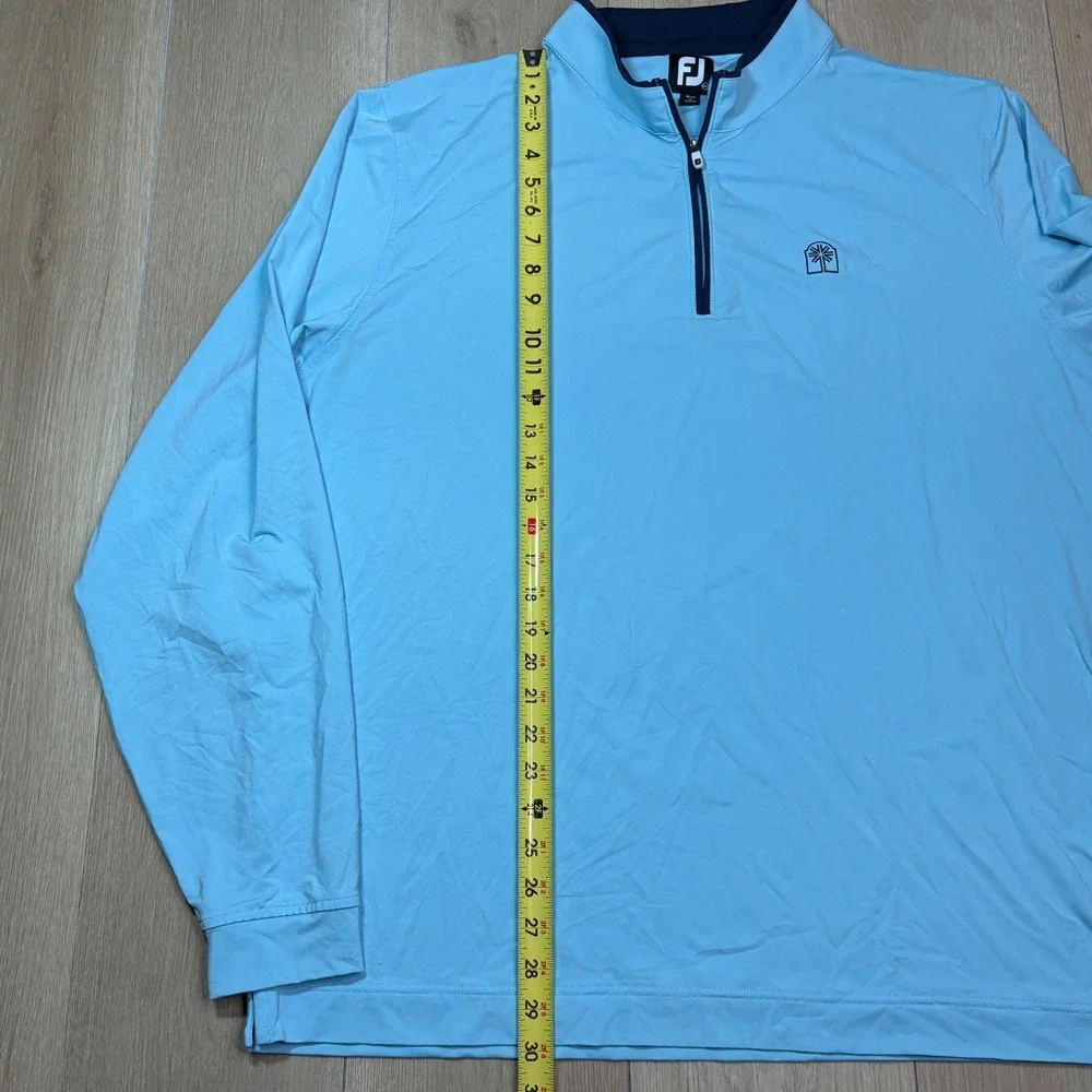 FootJoy Mens 2XL Light Blue Quarter Zip Golf Pullover Long Sleeve Performance